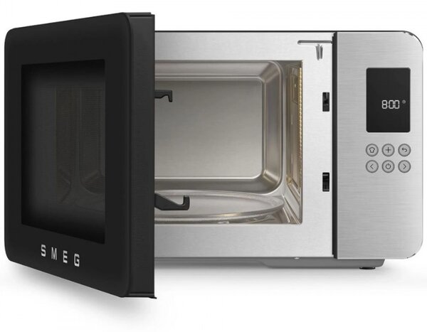 Микровълнова фурна с грил 4в1 SMEG Collezione MOC01BLMEU, 1900W, 29 л, 18 програми, Плавно затваряне, Звуков сигнал, LCD, Черен мат