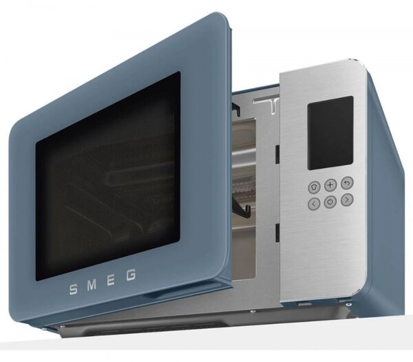 Микровълнова фурна с грил 4в1 SMEG Collezione MOC01SBMEU, 1900W, 29 л, 18 програми, Плавно затваряне, Звуков сигнал, LCD, Син