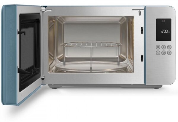 Микровълнова фурна с грил 4в1 SMEG Collezione MOC01SBMEU, 1900W, 29 л, 18 програми, Плавно затваряне, Звуков сигнал, LCD, Син