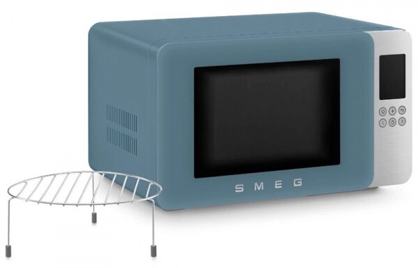 Микровълнова фурна с грил 4в1 SMEG Collezione MOC01SBMEU, 1900W, 29 л, 18 програми, Плавно затваряне, Звуков сигнал, LCD, Син
