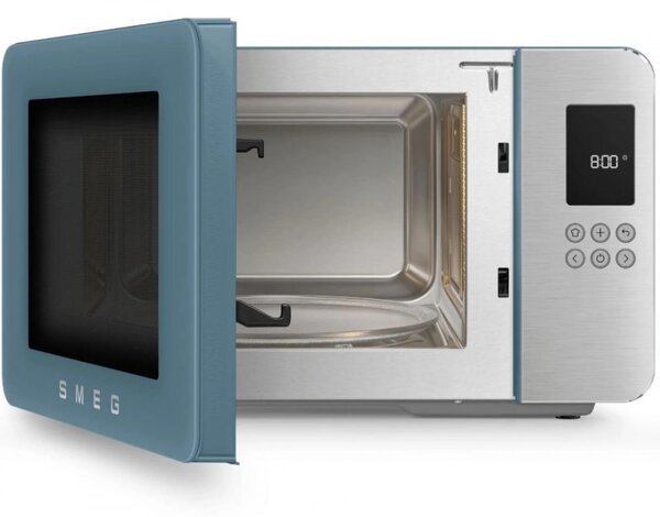 Микровълнова фурна с грил 4в1 SMEG Collezione MOC01SBMEU, 1900W, 29 л, 18 програми, Плавно затваряне, Звуков сигнал, LCD, Син