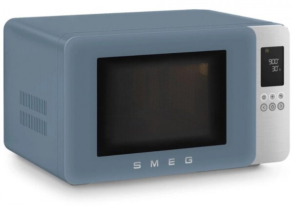 Микровълнова фурна с грил 4в1 SMEG Collezione MOC01SBMEU, 1900W, 29 л, 18 програми, Плавно затваряне, Звуков сигнал, LCD, Син