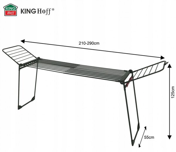 Сушилник за дрехи Kinghoff KH 2045, 30 м, До 25 кг, Сгъваем, Стомана, Черен