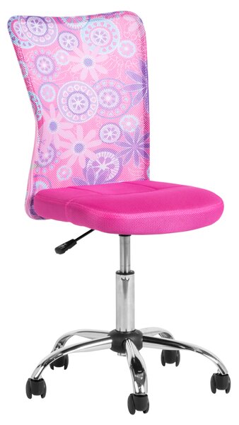 Детски стол Carmen 7022-1 LUX, До 70 кг, Мрежа, Хромирана основа, Розов/хром