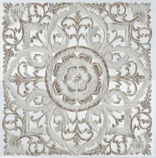 Декорация за стена DKD Home Decor Бял Mandala Дървен MDF (60 x 2 x 60 cm)