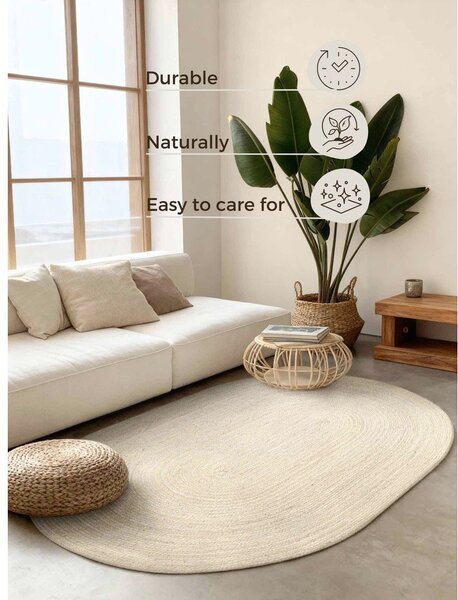 Кремав двустранен/ръчно изработен ютен килим 160x230 cm Braided – Hanse Home
