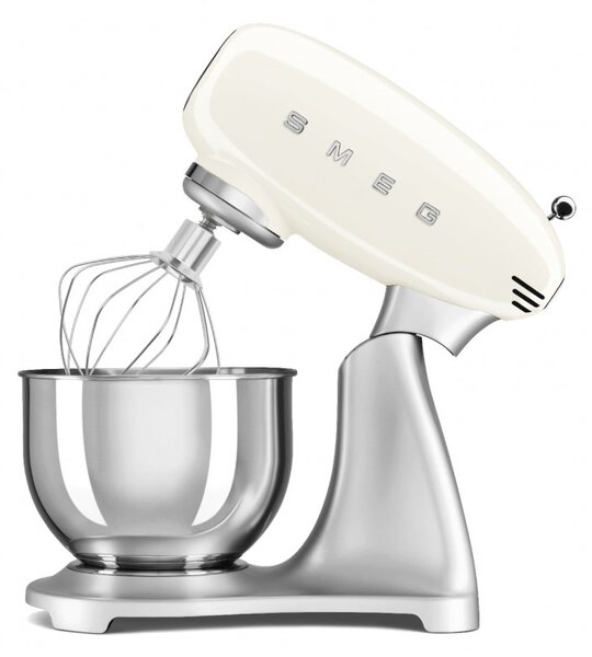Планетарен миксер Smeg SMF04CREU, 800W, 4.8 л, 10 скорости, Функция за плавен старт, Крачета против хлъзгане, Кремa/Инокс