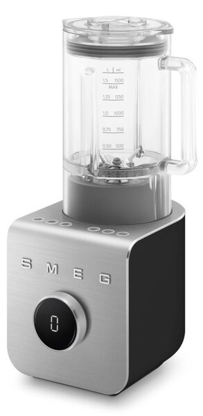 Блендер Smeg Collezione BLC02BLMEU, 1400W, 1.5 л, 22000 об/мин, 5 програми, 9 скорости, Трошене на лед, Неръждаема стомана, Черен/Инокс