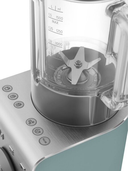 Блендер Smeg Collezione BLC02EGMEU, 1400W, 1.5 л, 22000 об/мин, 5 програми, 9 скорости, Трошене на лед, Неръждаема стомана, Изумрудено зелен/Инокс