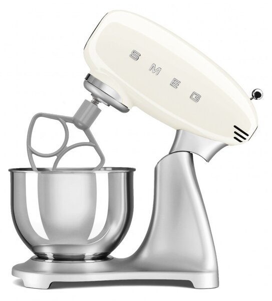 Планетарен миксер Smeg SMF04CREU, 800W, 4.8 л, 10 скорости, Функция за плавен старт, Крачета против хлъзгане, Кремa/Инокс