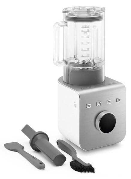Блендер Smeg Collezione BLC02WHMEU, 1400W, 1.5 л, 22000 об/мин, 5 програми, 9 скорости, Трошене на лед, Неръждаема стомана, Бял/Инокс