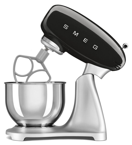 Планетарен миксер Smeg SMF04BLEU, 800W, 4.8 л, 10 скорости, Функция за плавен старт, Крачета против хлъзгане, Черен/Инокс