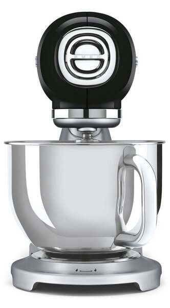 Планетарен миксер Smeg SMF04BLEU, 800W, 4.8 л, 10 скорости, Функция за плавен старт, Крачета против хлъзгане, Черен/Инокс