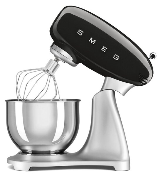 Планетарен миксер Smeg SMF04BLEU, 800W, 4.8 л, 10 скорости, Функция за плавен старт, Крачета против хлъзгане, Черен/Инокс
