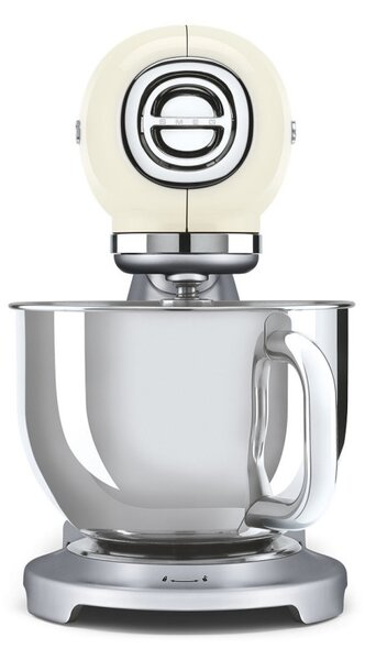 Планетарен миксер Smeg SMF04CREU, 800W, 4.8 л, 10 скорости, Функция за плавен старт, Крачета против хлъзгане, Кремa/Инокс