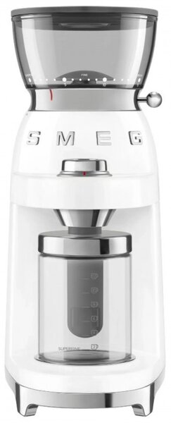 Кафемелачка Smeg CGF03WHEU, 150W, 240 г, Система за завъртане и заключване, Ръчна функция, Бял
