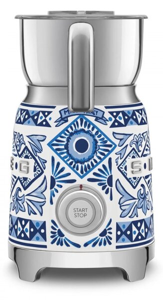Уред за разпенване на мляко Smeg Dolce & Gabbana MFF01DGBEU, 500 W, 600 мл, Автоматично изключване, Без BPA, Средиземноморско синьо