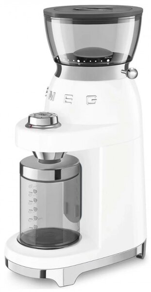 Кафемелачка Smeg CGF03WHEU, 150W, 240 г, Система за завъртане и заключване, Ръчна функция, Бял