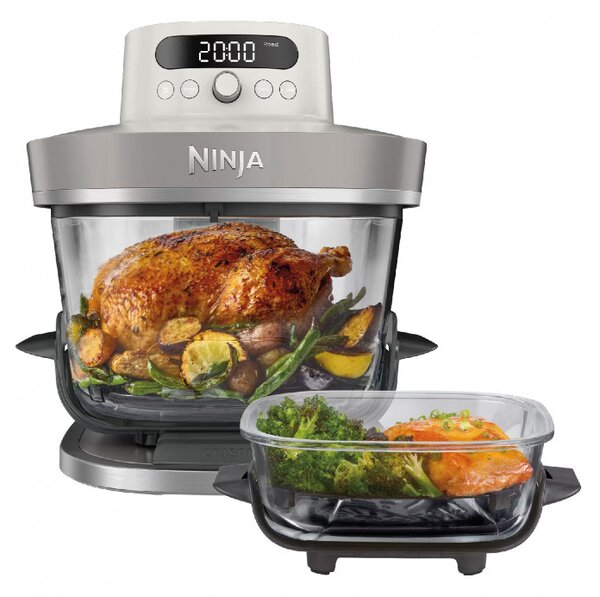 Фритюрник с горещ въздух Ninja CRISPi Pro AS101EULG, 2050W, 2.3 + 5.7 л, 26-240°C, Max Crisp, Керамични плочи, Без PFAS, Сив/Бял