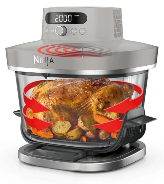 Фритюрник с горещ въздух Ninja CRISPi Pro AS101EULG, 2050W, 2.3 + 5.7 л, 26-240°C, Max Crisp, Керамични плочи, Без PFAS, Сив/Бял