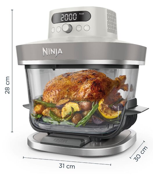 Фритюрник с горещ въздух Ninja CRISPi Pro AS101EULG, 2050W, 2.3 + 5.7 л, 26-240°C, Max Crisp, Керамични плочи, Без PFAS, Сив/Бял