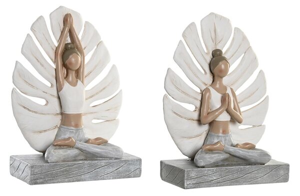 Декоративна фигурка DKD Home Decor Сив Бял Смола Yoga Модерен (16 x 7,5 x 21 cm) (2 броя)