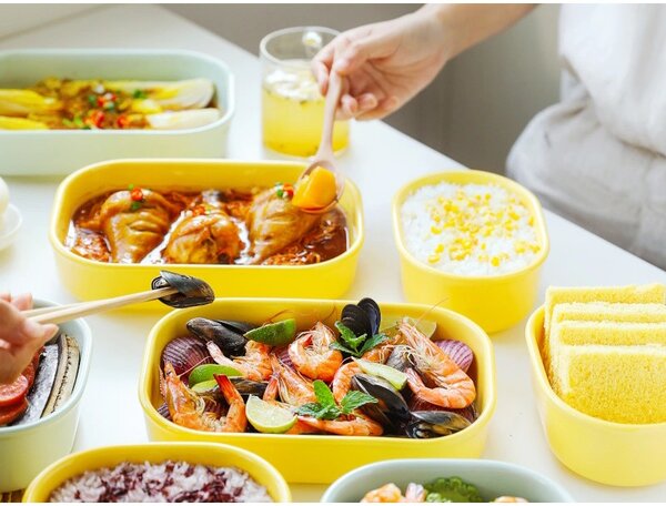 Керамична кутия за храна Buydeem Bento CT3008-MY, 1 л, 230°C, Съвместима с фурна и микровълнова, Жълт