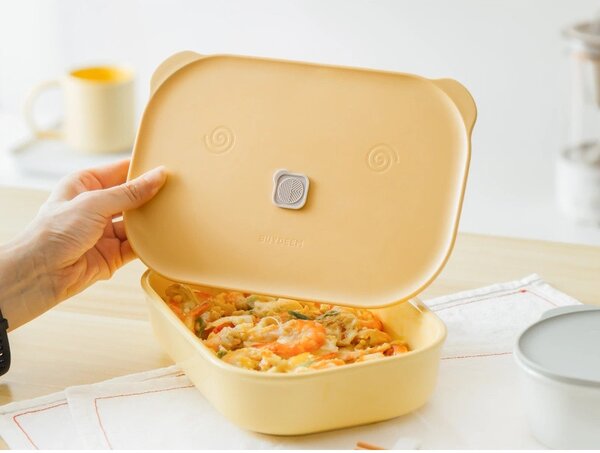 Керамична кутия за храна Buydeem Bento CT3008-MY, 1 л, 230°C, Съвместима с фурна и микровълнова, Жълт