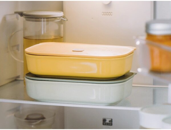 Керамична кутия за храна Buydeem Bento CT3008-MY, 1 л, 230°C, Съвместима с фурна и микровълнова, Жълт