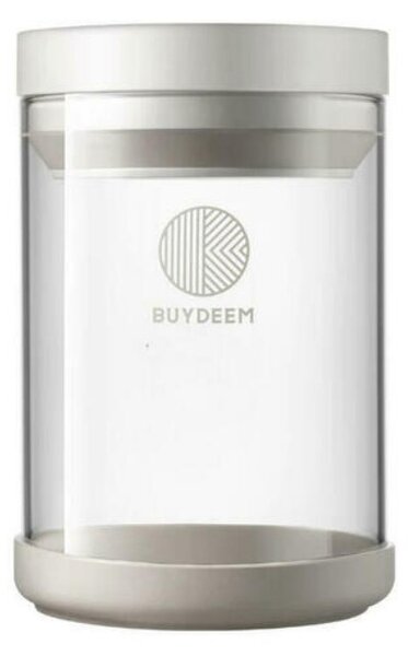Стъклена кутия за съхранение BUYDEEM CS1004, 600 мл, Херметично затваряне, -20°C до 300°C, Подходяща за фризер, микровълнова и фурна, Бял