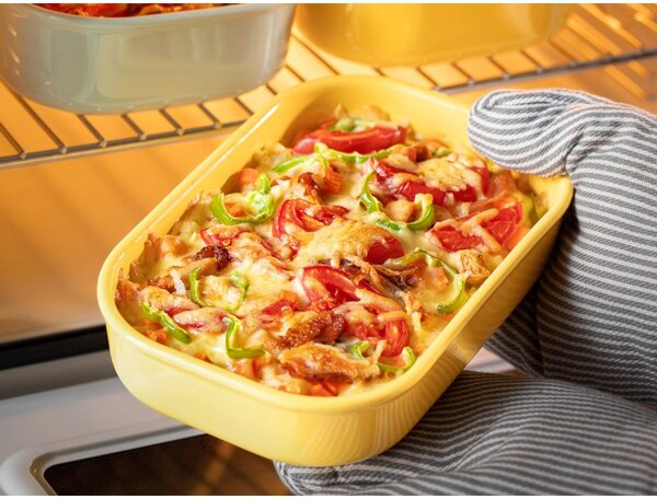 Керамична кутия за храна Buydeem Bento CT3008-MY, 1 л, 230°C, Съвместима с фурна и микровълнова, Жълт