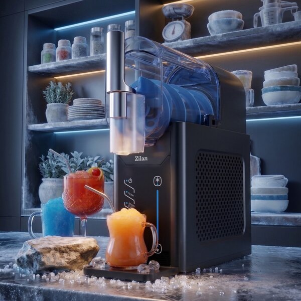 Машина за ледени десерти сорбе Zilan ZLN4819, 200W, 2 л, 5 автоматични програми, Контрол на консистенцията, Самопочистване, LED, Черен