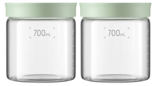 Бурканчета за съхранение на храни и подправки BUYDEEM CS1014-CG, 2x700 ml, Подходящи за фурна и микровълнова, Без BPA, Зелен