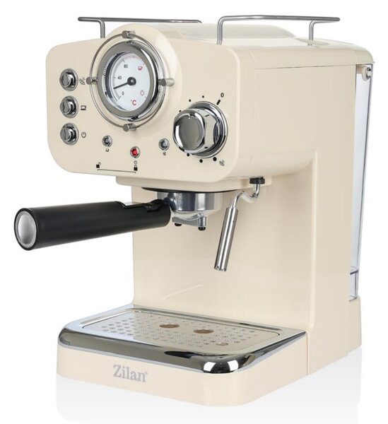Еспресо машина ZILAN ZLN2992, 1100W, 15 bar, 1.25 л, Двойно приготвяне, Портафилтър, Топла и студена млечна пяна, Регулиране на темп, Кремав