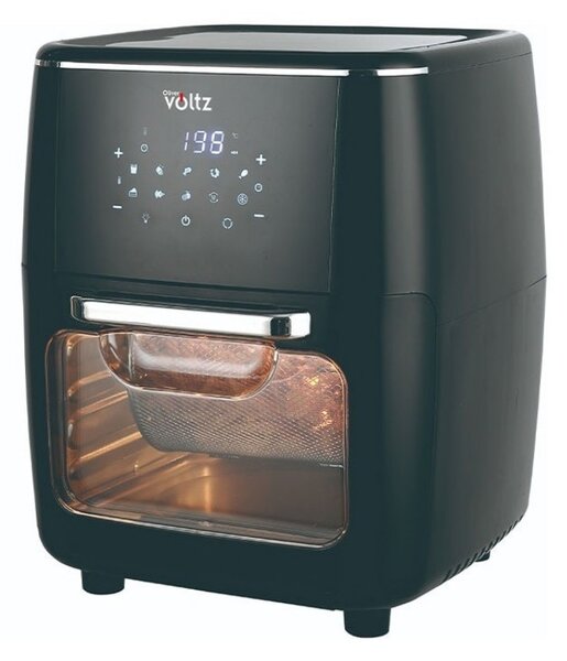 Фритюрник-фурна с горещ въздух Oliver Voltz OV51980AO, 1700W, 13 л, 10 програми, 65-200°C, Въртящи се шишове и кошница, Тъч скрийн, Втасване, Черен