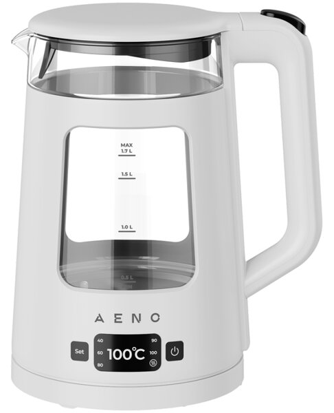 Електрическа кана AENO EK6 AEK0006, 2200W, 1.7 л, 40-100°C, STRIX, LED, Двойна стена, Филтър, 360° основа, Бял