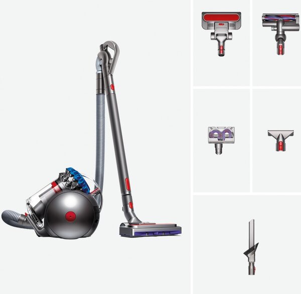 Прахосмукачка без торба Dyson Cinetic BigBall Absolute 2 447250-01, 700W, 150AW, 0.8 л, 35 циклона, Автоматично изправяне при преобръщане, 5 приставки, Никел/син