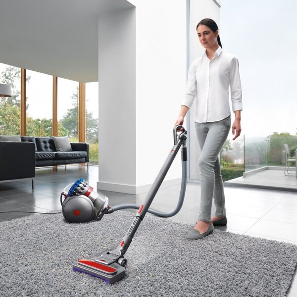 Прахосмукачка без торба Dyson Cinetic BigBall Absolute 2 447250-01, 700W, 150AW, 0.8 л, 35 циклона, Автоматично изправяне при преобръщане, 5 приставки, Никел/син