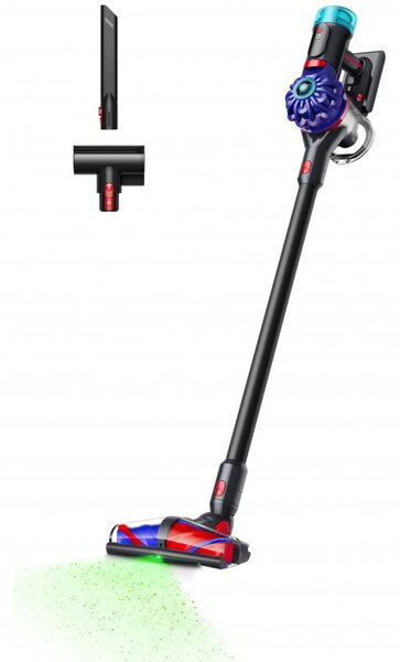 Вертикална прахосмукачка + Док станция с автоматично изпразване Dyson V10 Konical Moulded 594030-01, 150AW, 0.5 л, 60 мин, 3 режима, HEPA, Хигиенично изпразване, Без заплитане, Черен