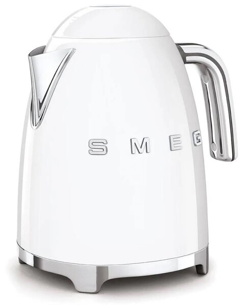 Електрическа кана SMEG KLF03WHEU, 2400W, 1.7 л, Неръждаема стомана, Миещ се филтър, Авто. изключване, Бял