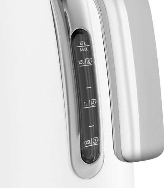 Електрическа кана SMEG KLF03WHEU, 2400W, 1.7 л, Неръждаема стомана, Миещ се филтър, Авто. изключване, Бял