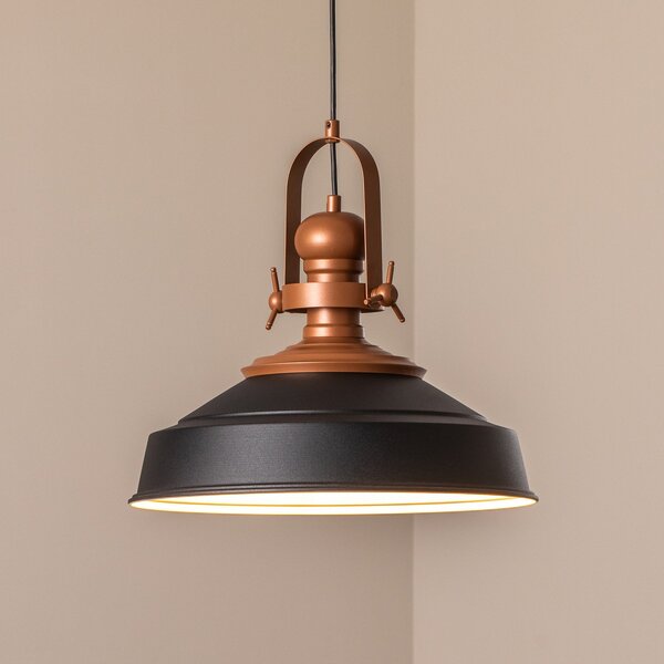 Opviq Висяща лампа Craft, черна, метал, Ø 41 cm, E27, Затъмняване, Черен, Кухня, Метал, Индустриален дизайн