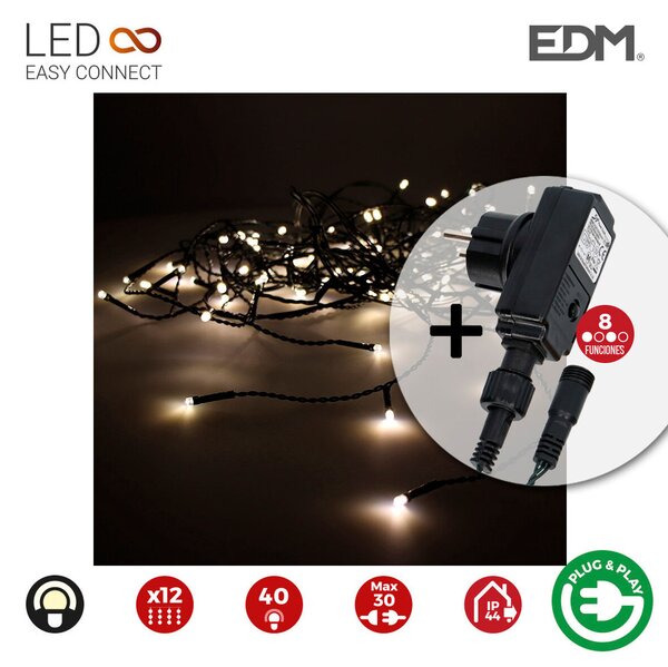 LED Светлинна Завеса EDM Icicle Easy-Connect 100W Топло Бяло (200 x 50 cm)