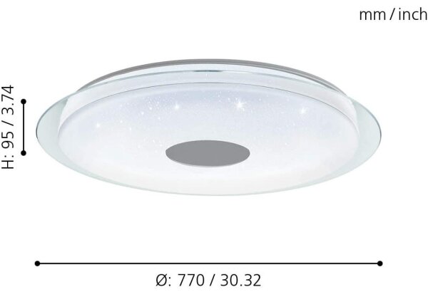 Eglo 32344 - LED RGBW таванно осветително тяло LANCIANO-C със възможност за димиране LED/53W/230V + дистанционно управление