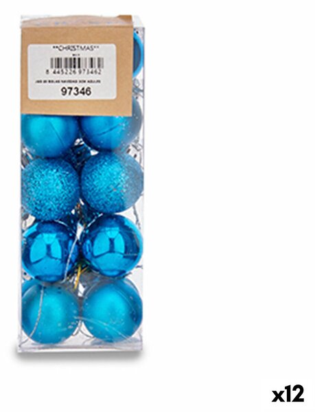 Christmas Balls Set Ø 3 cm Син Пластмаса (12 броя)