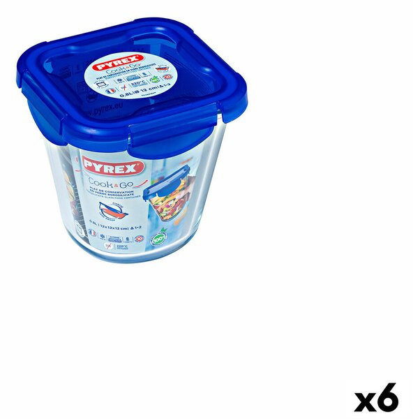 Херметическа Кутия за Обяд Pyrex Cook & go Прозрачен Cтъкло (800 ml) (6 броя)