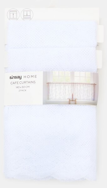 Sinsay - Комплект пердета с растителен мотив 2 pack - бял