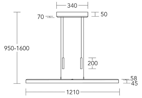 HerzBlut LED висяща лампа Leonora, 121 cm, дърво, с възможност за димиране