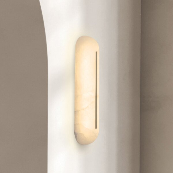 Zambelis LED стенна лампа 2546, бяла, височина 36 см, алабастър, с регулиране на яркостта, Затъмняване, Бял, Дневна/трапезария, Камък