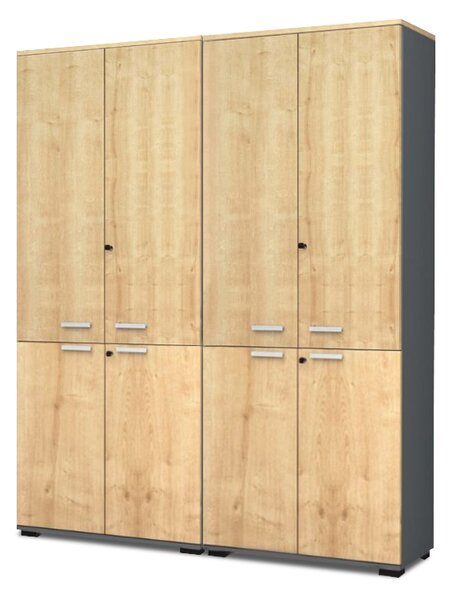 Офисен шкаф за книги Venturo меламин с врати в антрацит - дъбов цвят 160x40x200см